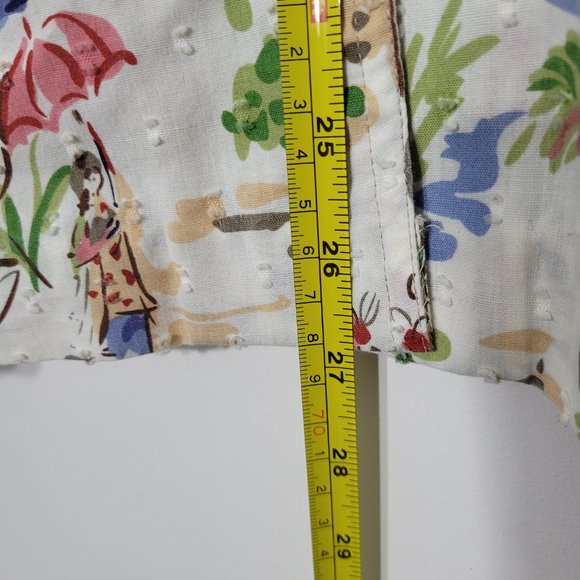 Alia vintage Short Sleeve Button Front Tropical Print Blouse Shirt Casual Collar - Picture 7 of 10